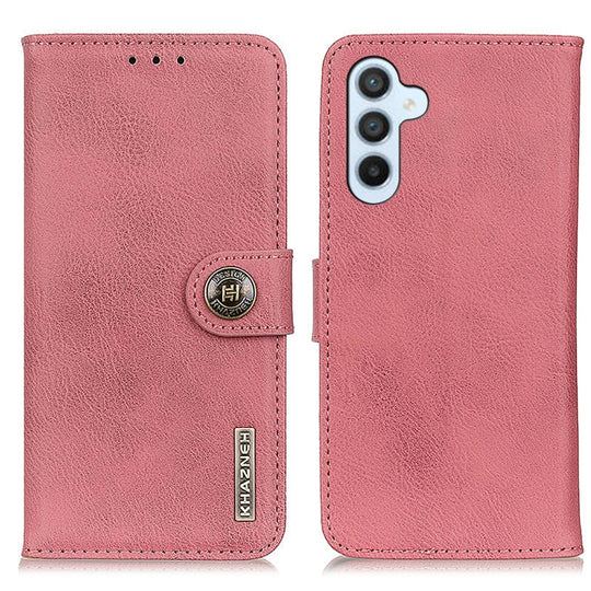 For Samsung Galaxy A56 5G KHAZNEH Cowhide Texture Horizontal Flip Leather Phone Case(Pink)