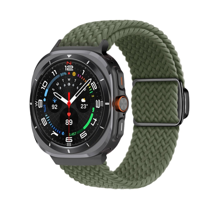 For Samsung Galaxy Watch Ultra 47mm / Ultra 2025 Nylon Loop Magnetic Buckle Watch Band(Dark Olive) - Watch Bands by buy2fix | Online Shopping UK | buy2fix