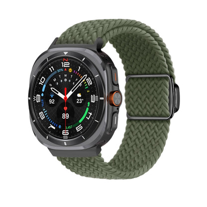 For Samsung Galaxy Watch Ultra 47mm / Ultra 2025 Nylon Loop Magnetic Buckle Watch Band(Dark Olive) - Watch Bands by buy2fix | Online Shopping UK | buy2fix