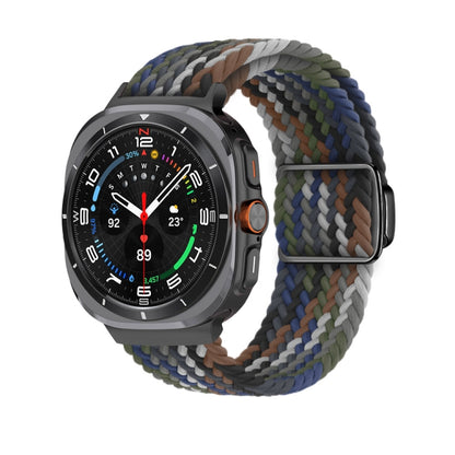 For Samsung Galaxy Watch Ultra 47mm / Ultra 2025 Nylon Loop Magnetic Buckle Watch Band(Denim Rainbow) - Watch Bands by buy2fix | Online Shopping UK | buy2fix