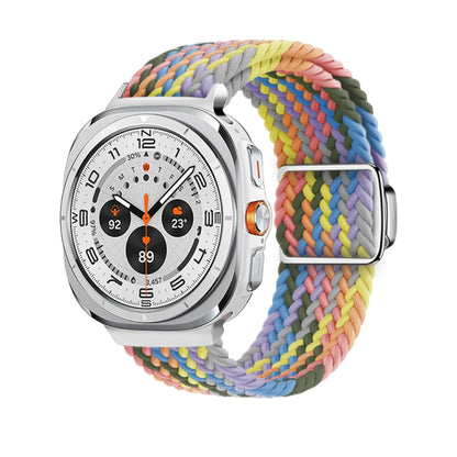 For Samsung Galaxy Watch Ultra 47mm / Ultra 2025 Nylon Loop Magnetic Buckle Watch Band(Heartbeat Purple) - Watch Bands by buy2fix | Online Shopping UK | buy2fix