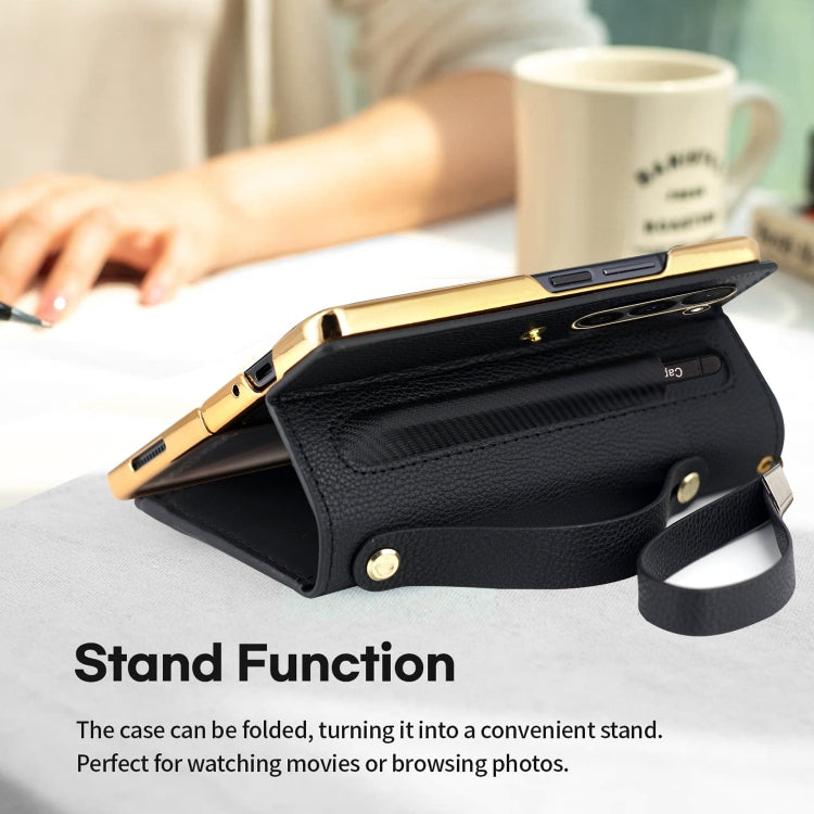 For Samsung Galaxy Z Fold5 VIETAO RFID Wallet Leather Phone Case with Wrist Strap(Black) - Galaxy Z Fold5 Cases by VIETAO | Online Shopping UK | buy2fix