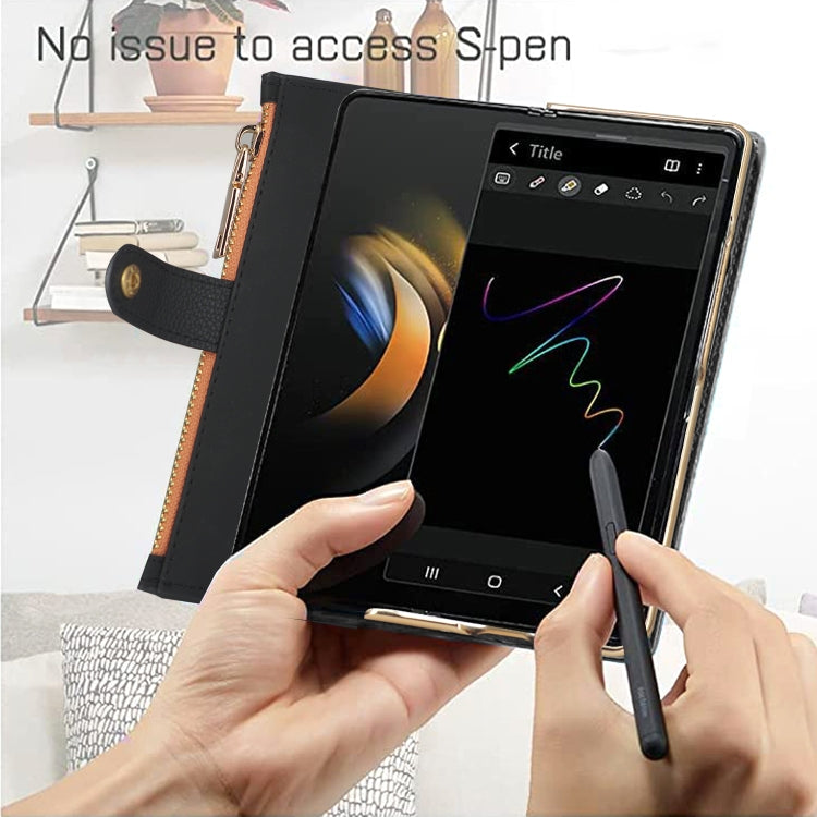 For Samsung Galaxy Z Fold5 VIETAO RFID Wallet Leather Phone Case with Wrist Strap(Brown) - Galaxy Z Fold5 Cases by VIETAO | Online Shopping UK | buy2fix
