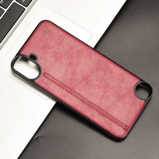 For Nothing CMF Phone 1 Cow Pattern Sewing Card Bag Phone Case(Red) - Nothing Cases by buy2fix | Online Shopping UK | buy2fix
