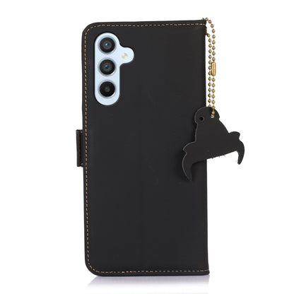 For Samsung Galaxy A16 5G Genuine Leather Magnetic RFID Leather Phone Case(Black) - Galaxy Phone Cases by buy2fix | Online Shopping UK | buy2fix