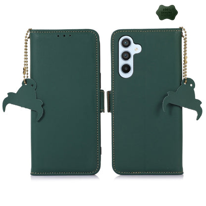 For Samsung Galaxy A16 5G Genuine Leather Magnetic RFID Leather Phone Case(Green) - Galaxy Phone Cases by buy2fix | Online Shopping UK | buy2fix