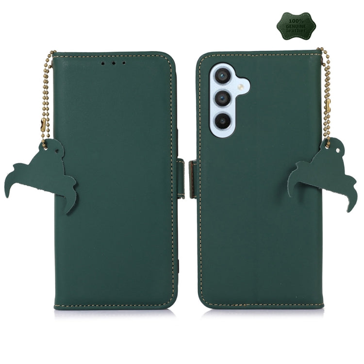 For Samsung Galaxy A36 5G Genuine Leather Magnetic RFID Leather Phone Case(Green) - Galaxy Phone Cases by buy2fix | Online Shopping UK | buy2fix