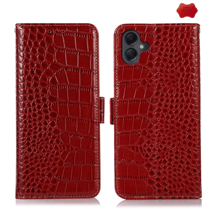 For Samsung Galaxy A06 4G Crocodile Top Layer Cowhide Leather Phone Case(Red) - Galaxy Phone Cases by buy2fix | Online Shopping UK | buy2fix