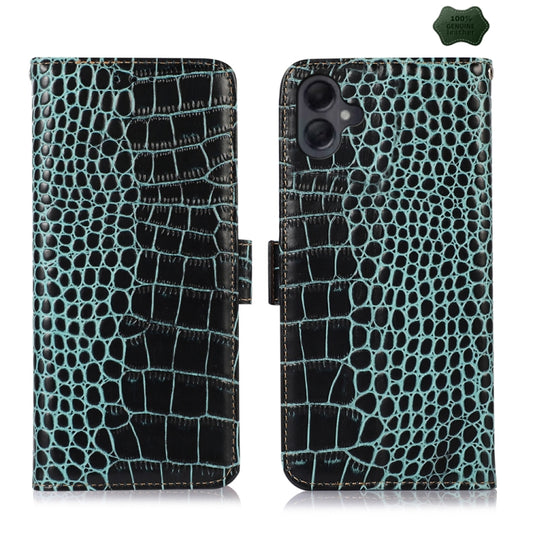 For Samsung Galaxy A06 4G Crocodile Top Layer Cowhide Leather Phone Case(Green) - Galaxy Phone Cases by buy2fix | Online Shopping UK | buy2fix