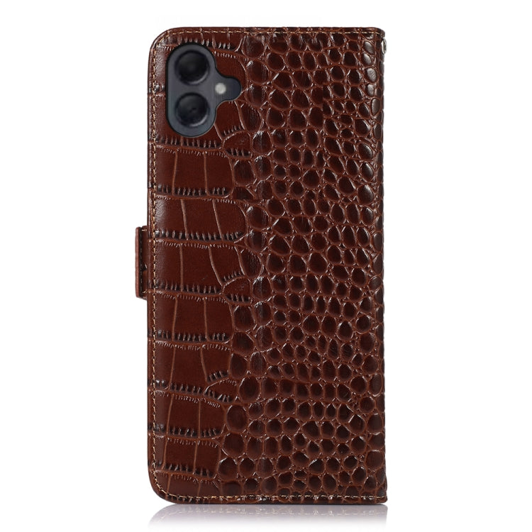 For Samsung Galaxy A06 4G Crocodile Top Layer Cowhide Leather Phone Case(Brown) - Galaxy Phone Cases by buy2fix | Online Shopping UK | buy2fix
