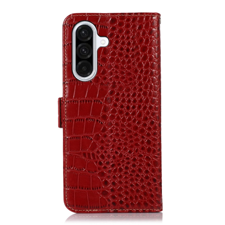 For Samsung Galaxy A36 Crocodile Top Layer Cowhide Leather Phone Case(Red) - Galaxy Phone Cases by buy2fix | Online Shopping UK | buy2fix