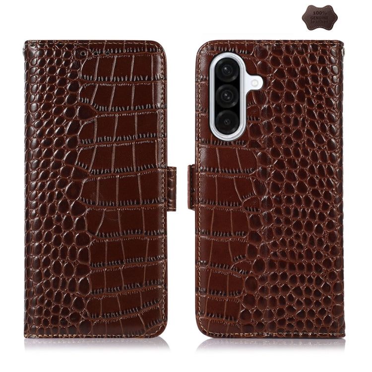 For Samsung Galaxy A26 5G Crocodile Top Layer Cowhide Leather Phone Case(Brown) - Galaxy Phone Cases by buy2fix | Online Shopping UK | buy2fix