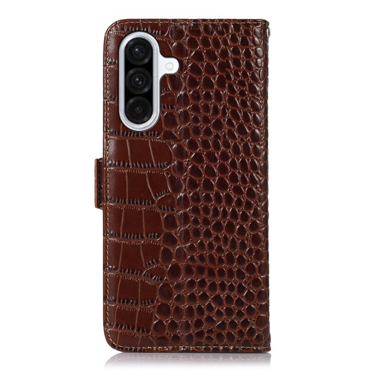 For Samsung Galaxy A26 5G Crocodile Top Layer Cowhide Leather Phone Case(Brown) - Galaxy Phone Cases by buy2fix | Online Shopping UK | buy2fix