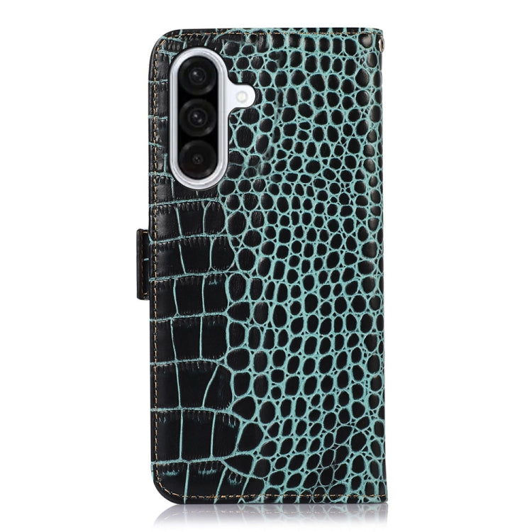 For Samsung Galaxy A56 5G Crocodile Top Layer Cowhide Leather Phone Case(Green) - Galaxy Phone Cases by buy2fix | Online Shopping UK | buy2fix
