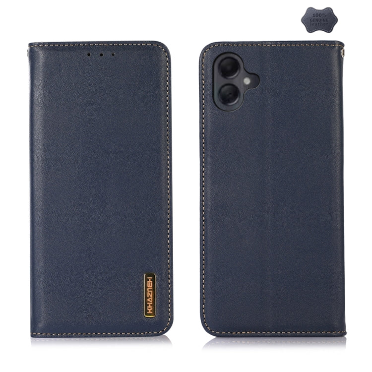 For Samsung Galaxy A06 4G KHAZNEH Nappa Top Layer Cowhide Leather Phone Case(Blue) - Galaxy Phone Cases by buy2fix | Online Shopping UK | buy2fix