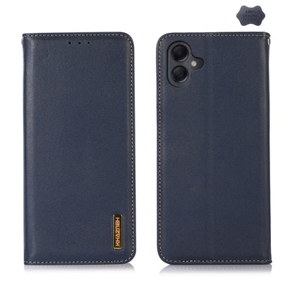 For Samsung Galaxy A06 4G KHAZNEH Nappa Top Layer Cowhide Leather Phone Case(Blue) - Galaxy Phone Cases by buy2fix | Online Shopping UK | buy2fix