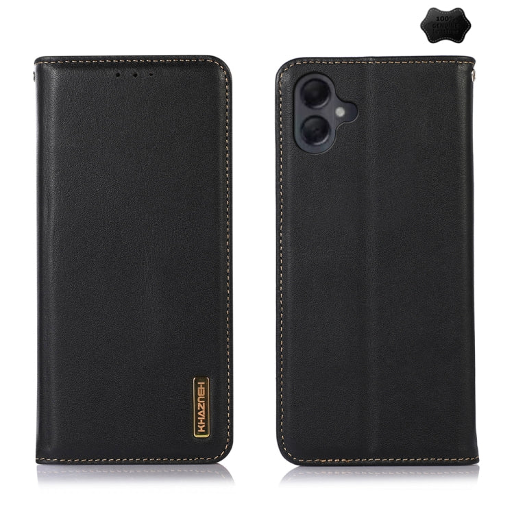 For Samsung Galaxy A06 4G KHAZNEH Nappa Top Layer Cowhide Leather Phone Case(Black) - Galaxy Phone Cases by buy2fix | Online Shopping UK | buy2fix