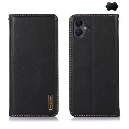 For Samsung Galaxy A06 4G KHAZNEH Nappa Top Layer Cowhide Leather Phone Case(Black) - Galaxy Phone Cases by buy2fix | Online Shopping UK | buy2fix