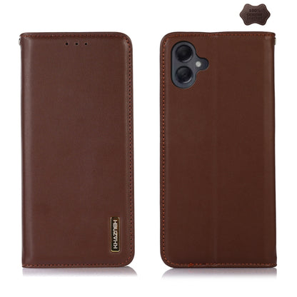 For Samsung Galaxy A06 4G KHAZNEH Nappa Top Layer Cowhide Leather Phone Case(Brown) - Galaxy Phone Cases by buy2fix | Online Shopping UK | buy2fix