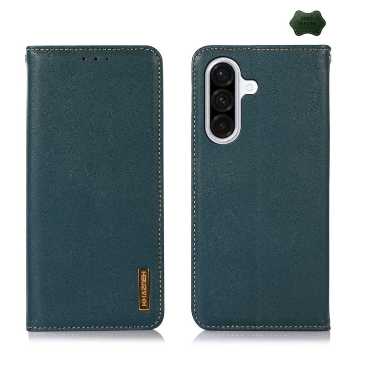 For Samsung Galaxy A36 KHAZNEH Nappa Top Layer Cowhide Leather Phone Case(Green) - Galaxy Phone Cases by buy2fix | Online Shopping UK | buy2fix