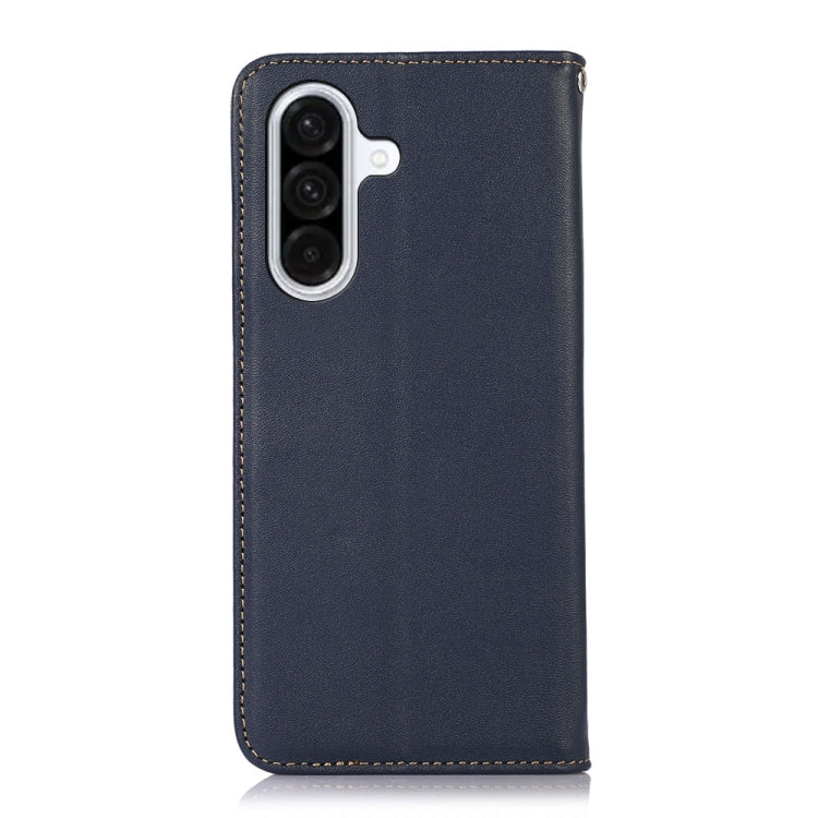 For Samsung Galaxy A36 KHAZNEH Nappa Top Layer Cowhide Leather Phone Case(Blue) - Galaxy Phone Cases by buy2fix | Online Shopping UK | buy2fix
