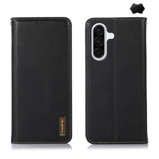 For Samsung Galaxy A36 KHAZNEH Nappa Top Layer Cowhide Leather Phone Case(Black) - Galaxy Phone Cases by buy2fix | Online Shopping UK | buy2fix