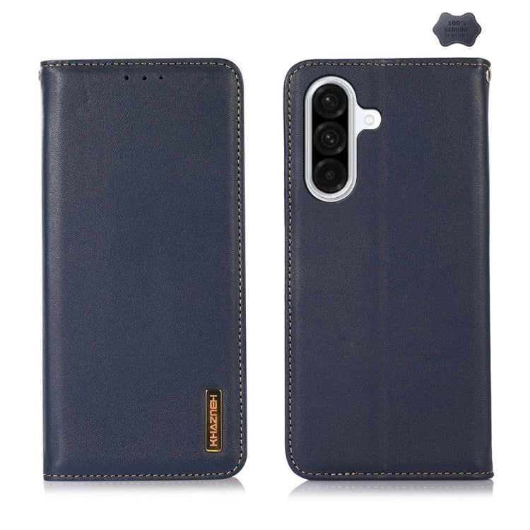 For Samsung Galaxy A26 5G KHAZNEH Nappa Top Layer Cowhide Leather Phone Case(Blue) - Galaxy Phone Cases by buy2fix | Online Shopping UK | buy2fix