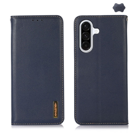 For Samsung Galaxy A26 5G KHAZNEH Nappa Top Layer Cowhide Leather Phone Case(Blue) - Galaxy Phone Cases by buy2fix | Online Shopping UK | buy2fix
