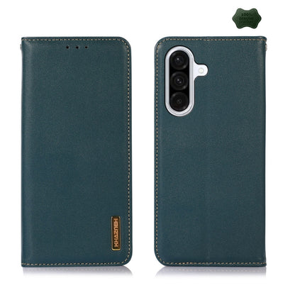 For Samsung Galaxy A56 5G KHAZNEH Nappa Top Layer Cowhide Leather Phone Case(Green) - Galaxy Phone Cases by buy2fix | Online Shopping UK | buy2fix