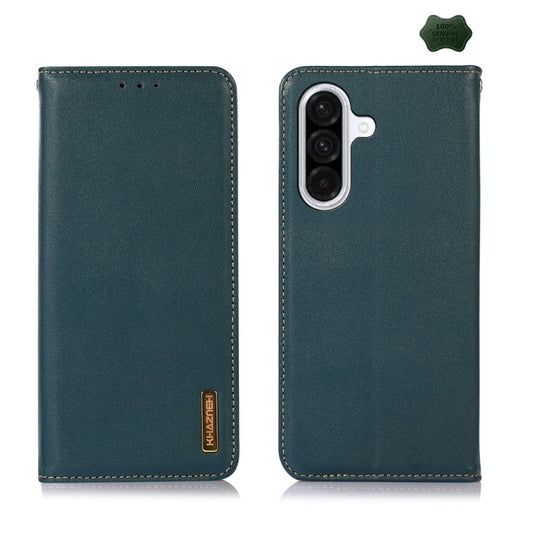 For Samsung Galaxy A56 5G KHAZNEH Nappa Top Layer Cowhide Leather Phone Case(Green) - Galaxy Phone Cases by buy2fix | Online Shopping UK | buy2fix