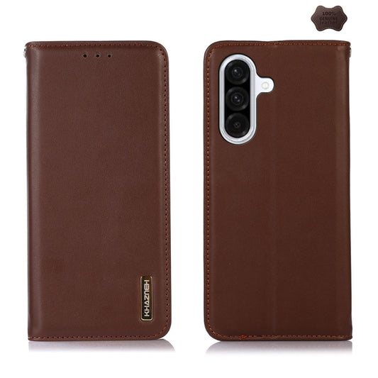 For Samsung Galaxy A56 5G KHAZNEH Nappa Top Layer Cowhide Leather Phone Case(Brown) - Galaxy Phone Cases by buy2fix | Online Shopping UK | buy2fix