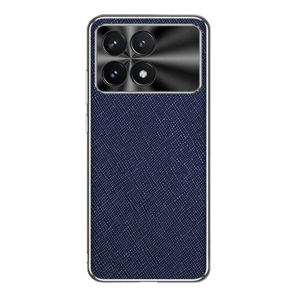 For Redmi K70 Silver Edge Cross Texture PU Leather Phone Case(Sapphire Blue) - Xiaomi Cases by buy2fix | Online Shopping UK | buy2fix