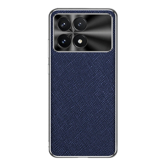 For Redmi K70 Silver Edge Cross Texture PU Leather Phone Case(Sapphire Blue) - Xiaomi Cases by buy2fix | Online Shopping UK | buy2fix