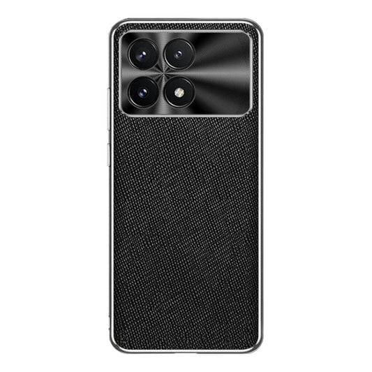 For Redmi K70 Silver Edge Cross Texture PU Leather Phone Case(Black) - Xiaomi Cases by buy2fix | Online Shopping UK | buy2fix