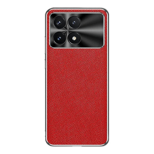 For Redmi K70 Silver Edge Cross Texture PU Leather Phone Case(Red) - Xiaomi Cases by buy2fix | Online Shopping UK | buy2fix