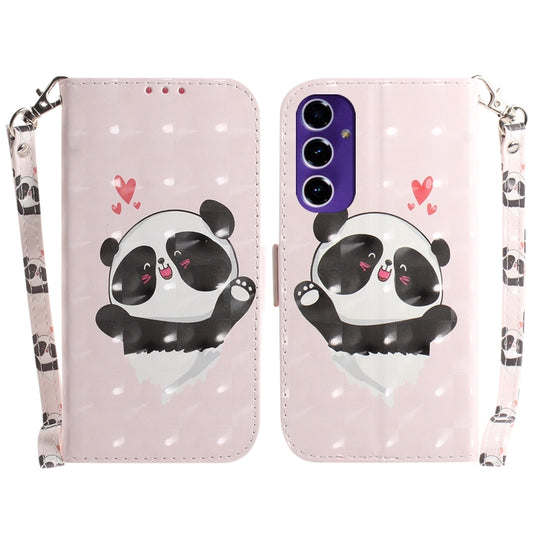 For Galaxy A16 5G 3D Colored Horizontal Flip Leather Phone Case(Heart Panda)