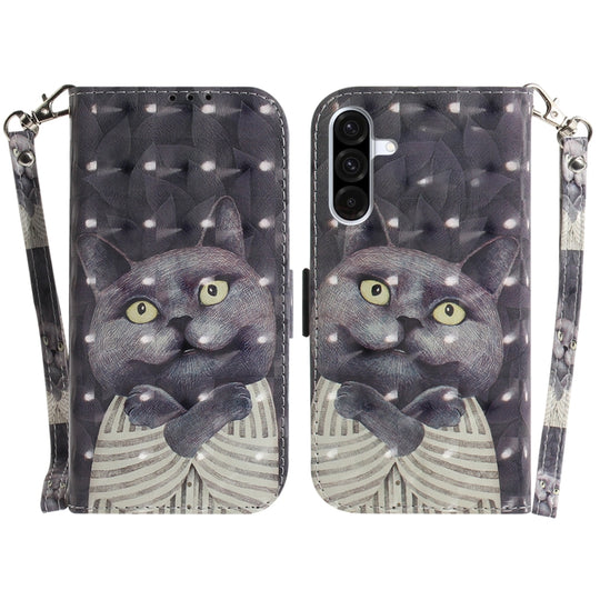 For Galaxy A36 5G / A56 5G 3D Colored Horizontal Flip Leather Phone Case(Hug Cat)