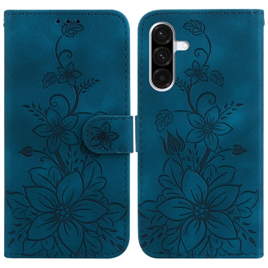 For Galaxy A26 5G Lily Embossed Leather Phone Case(Dark Blue)