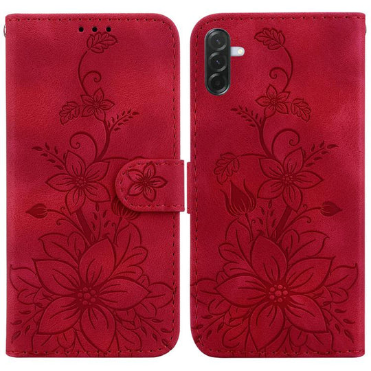 For Galaxy A37 5G / A36 5G Lily Embossed Leather Phone Case(Red)