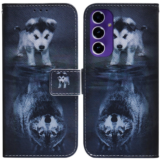 For Galaxy A16 5G Coloured Drawing Flip Leather Phone Case(Wolf and Dog)