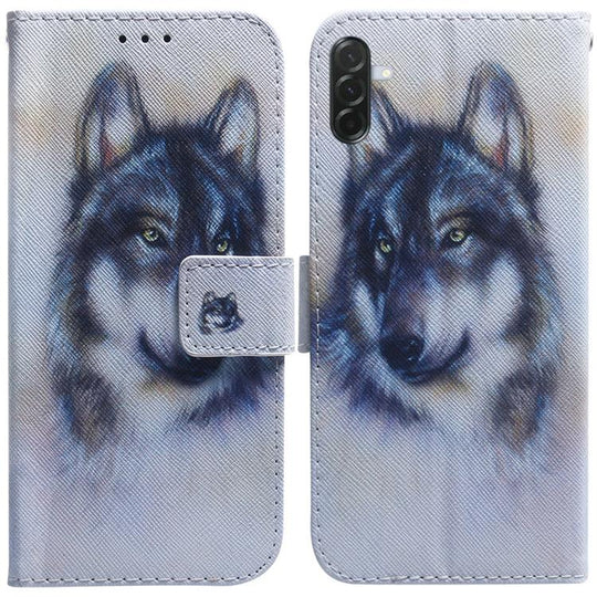 For Galaxy A57 5G Coloured Drawing Flip Leather Phone Case(White Wolf)