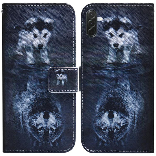 For Galaxy A57 5G Coloured Drawing Flip Leather Phone Case(Wolf and Dog)