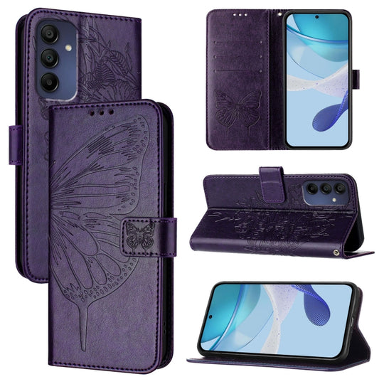 For Samsung Galaxy A16 5G Embossed Butterfly Leather Phone Case(Dark Purple)