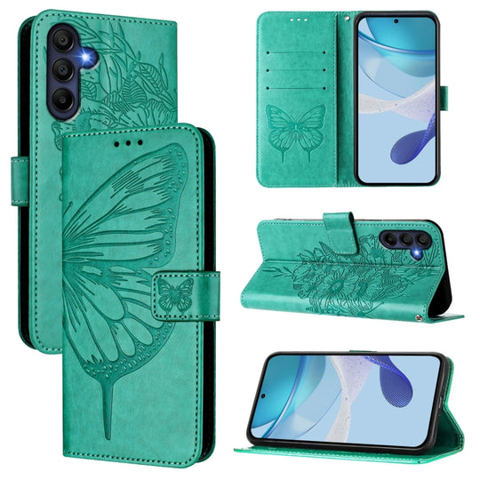 For Samsung Galaxy A26 5G Global Embossed Butterfly Leather Phone Case(Green)