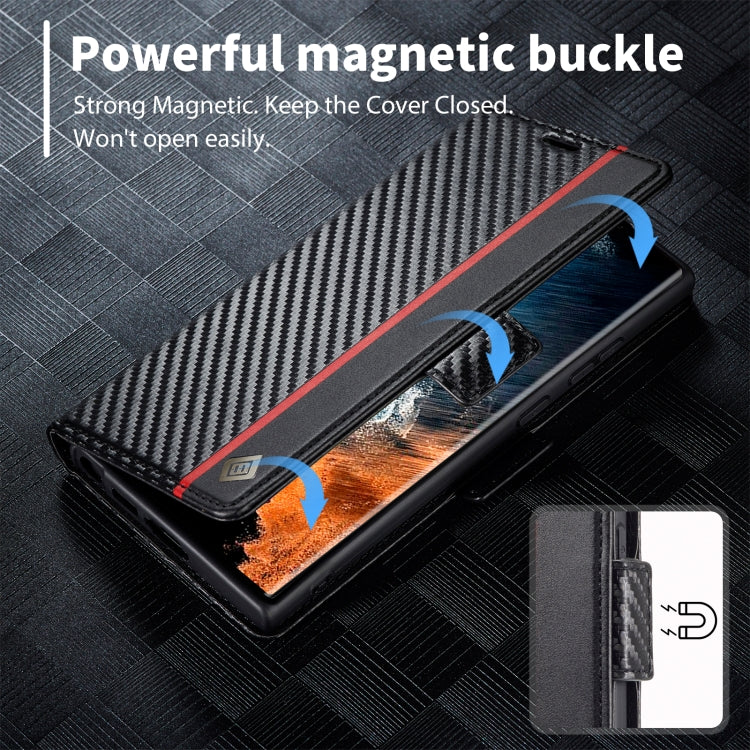 For Samsung Galaxy S25 Ultra 5G LC.IMEEKE Carbon Fiber Leather Phone Case(Vertical Black) - Galaxy S25 Ultra 5G Cases by LC.IMEEKE | Online Shopping UK | buy2fix