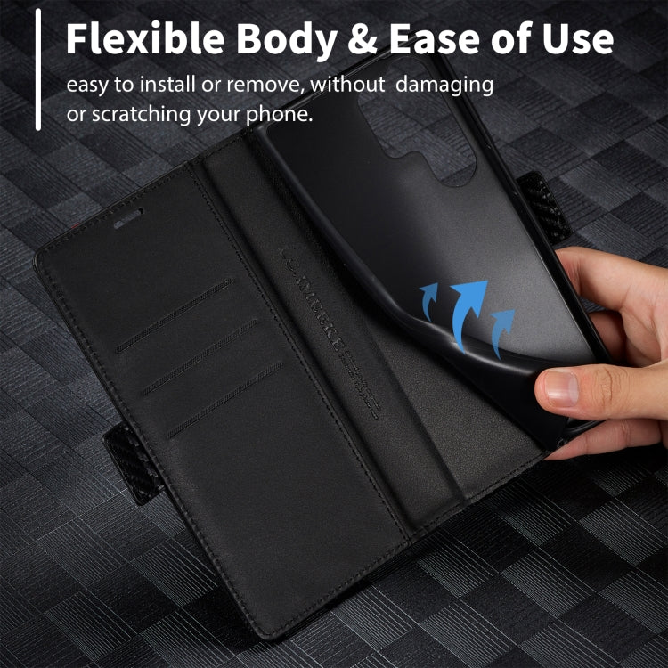 For Samsung Galaxy S25 Ultra 5G LC.IMEEKE Carbon Fiber Leather Phone Case(Vertical Black) - Galaxy S25 Ultra 5G Cases by LC.IMEEKE | Online Shopping UK | buy2fix