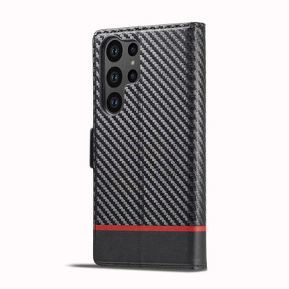 For Samsung Galaxy S25 Ultra 5G LC.IMEEKE Carbon Fiber Leather Phone Case(Horizontal Black) - Galaxy S25 Ultra 5G Cases by LC.IMEEKE | Online Shopping UK | buy2fix