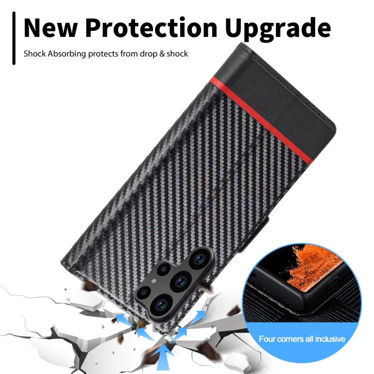 For Samsung Galaxy S25 Ultra 5G LC.IMEEKE Carbon Fiber Leather Phone Case(Horizontal Black) - Galaxy S25 Ultra 5G Cases by LC.IMEEKE | Online Shopping UK | buy2fix