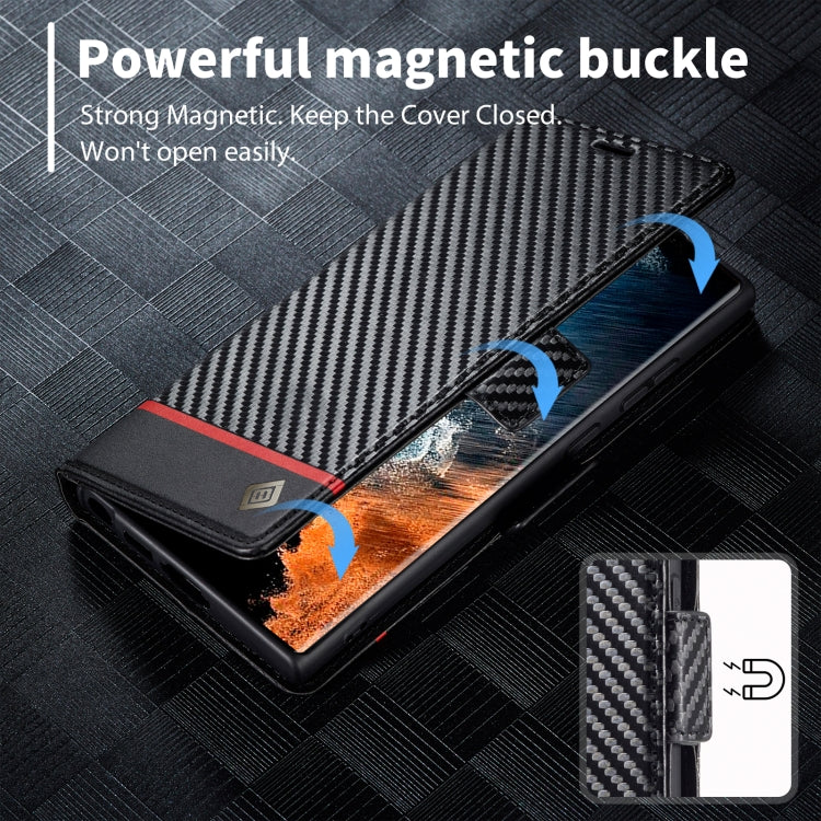 For Samsung Galaxy S25 Ultra 5G LC.IMEEKE Carbon Fiber Leather Phone Case(Horizontal Black) - Galaxy S25 Ultra 5G Cases by LC.IMEEKE | Online Shopping UK | buy2fix