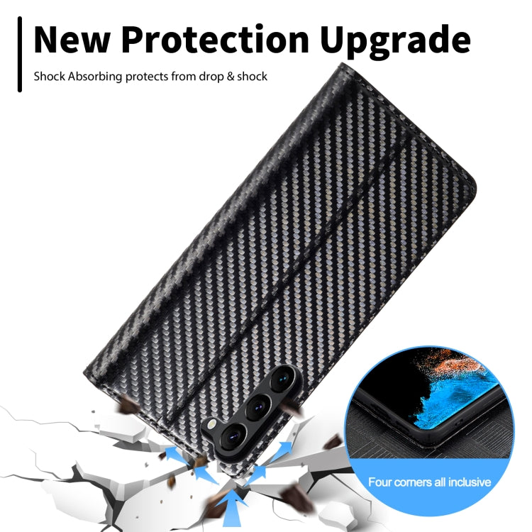 For Samsung Galaxy S25+ 5G LC.IMEEKE Carbon Fiber Leather Phone Case(Vertical Black) - Galaxy S25+ 5G Cases by LC.IMEEKE | Online Shopping UK | buy2fix